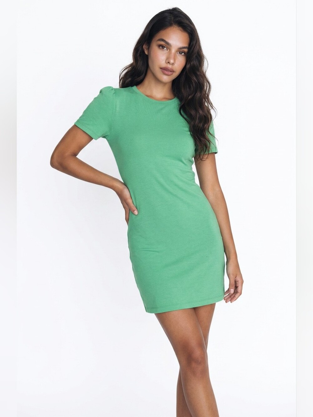 Classic Short Sleeve Green Bodycon Dress